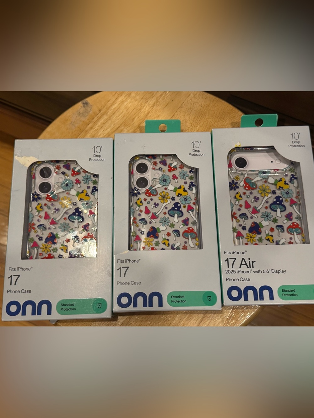 Clear iPhone 17 or 17 air phone Case with Colorful Floral and Mushroom Print